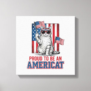 Lienzo Orgulloso De Ser Una Camiseta De Gato Patriota Ame