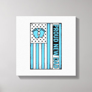 Lienzo Orgulloso Nuevo Papá Bandera de Pies de Bebé Diseñ