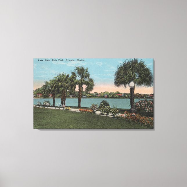 Lienzo Orlando, Florida - Vista del lago Eola y Eola (Anverso)