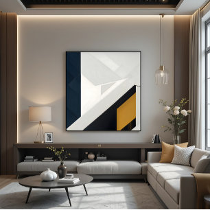 Lienzo Oro Blanco Marina Geometría Moderna en Capas
