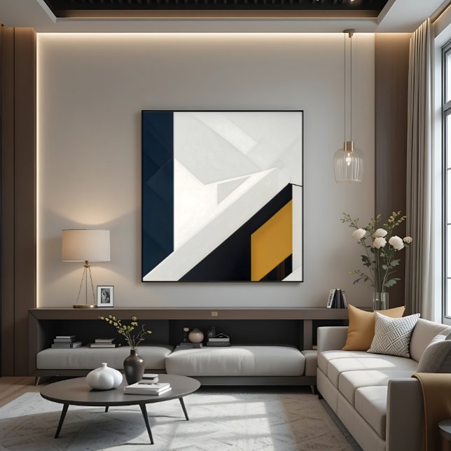 Lienzo Oro Blanco Marina Geometría Moderna en Capas (Subido por el creador)