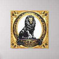 Oro de león y marco ornamental negro