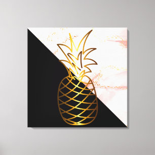Lienzo Oro de Mármol rosa negro Piña
