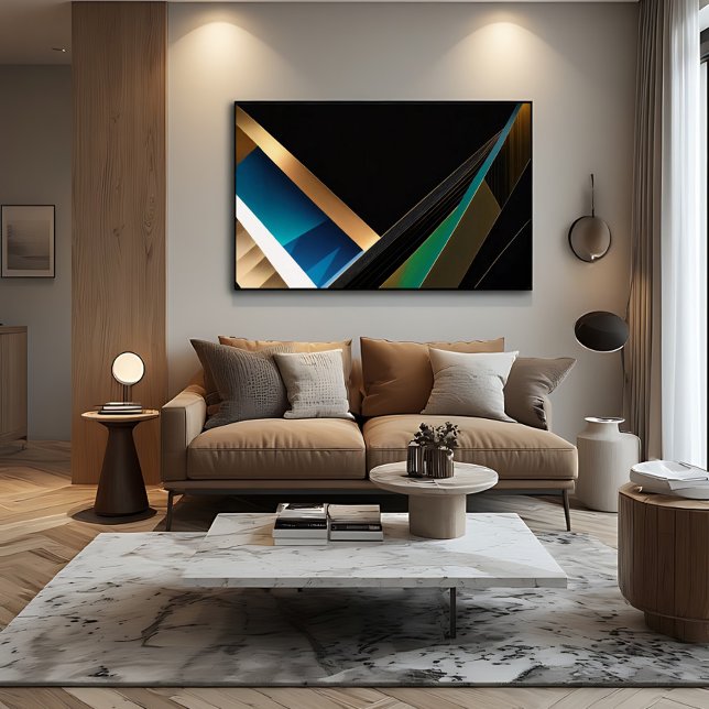 Lienzo Oro Moderno Teal Abstracto Geométrico 3D (Subido por el creador)