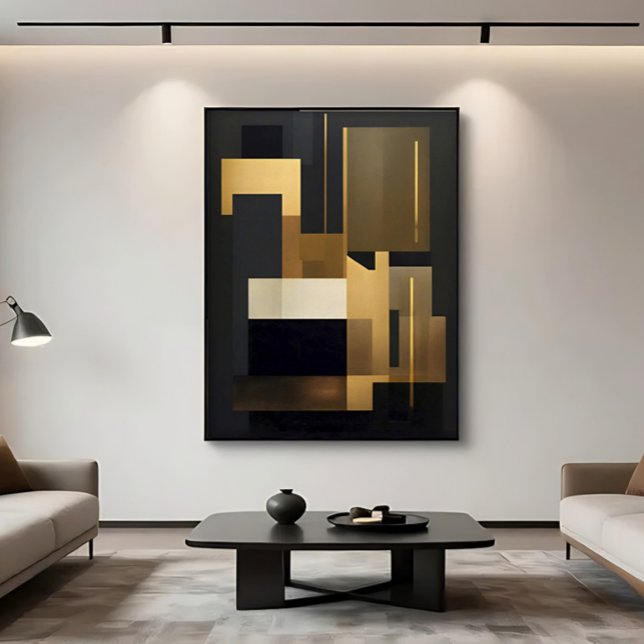 Lienzo Oro Negro Moderno Abstracto Geométrico  (Subido por el creador)