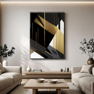 Lienzo Oro Negro Moderno Abstracto Geométrico
