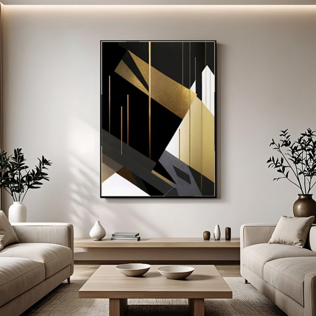 Lienzo Oro Negro Moderno Abstracto Geométrico (Subido por el creador)