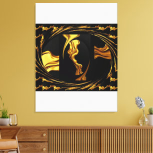 Lienzo Oro Negro Monocromo - Torbellino Opulento Oro Líqu