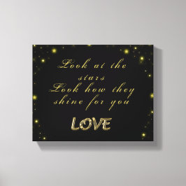 Lienzo Oro personalizado y estrellas brillantes en negro