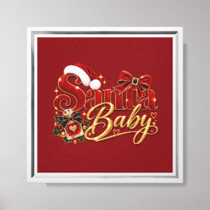 Lienzo Oro Rojo Santa Bebé Navidad  