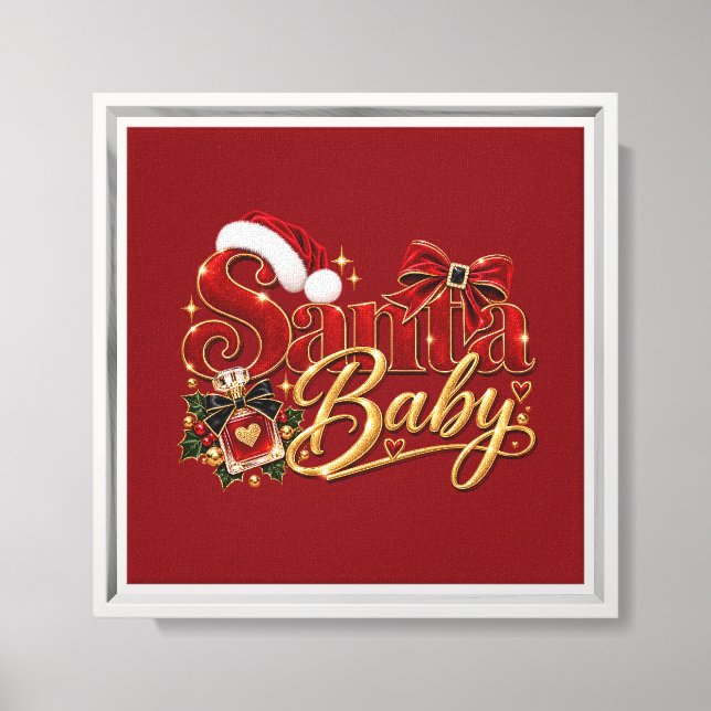 Lienzo Oro Rojo Santa Bebé Navidad   (Anverso)