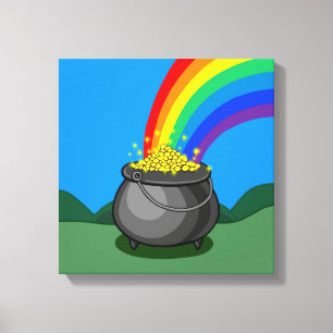 Lienzo Oro y arcoiris