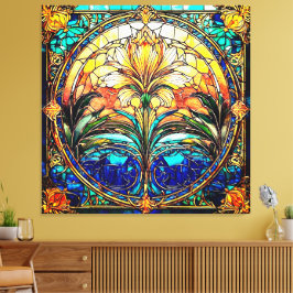 Lienzo Oro y azul Art Deco Nouveau