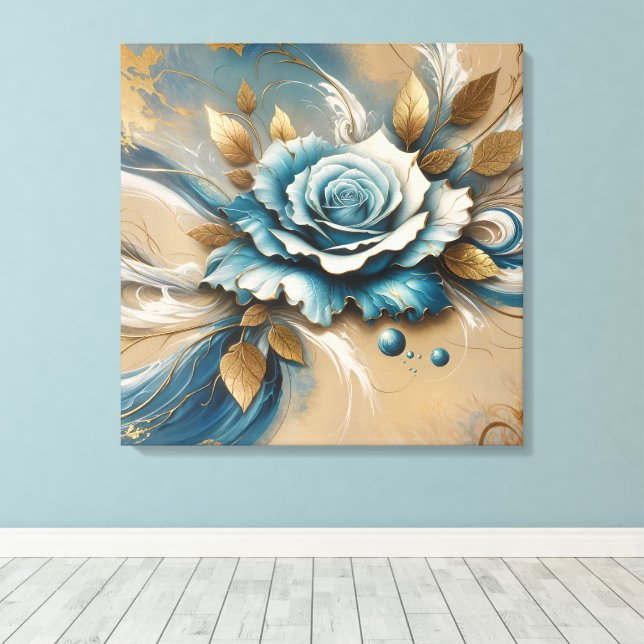 Lienzo Oro y Rosa Verde azulado (Insitu (piso de madera))
