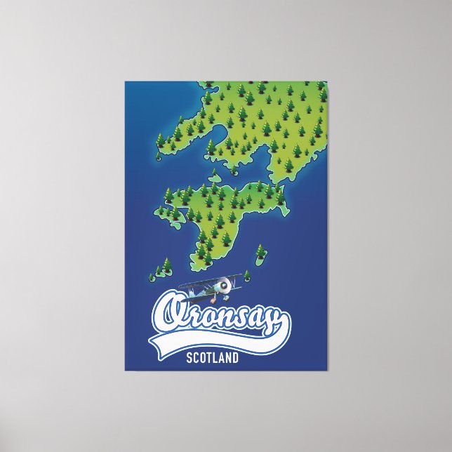 Lienzo Oronsay Escocia mapa isla  (Anverso)