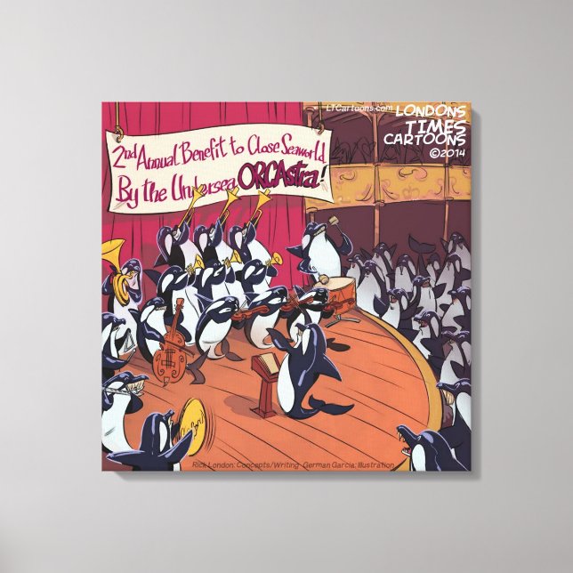 Lienzo Orquesta de Orcas Divertida (Anverso)