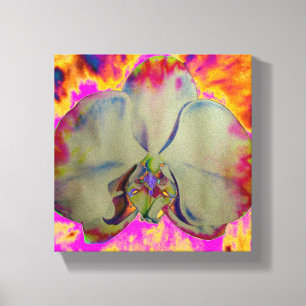 Lienzo Orquídea de fuego, acuarela abstracta floral