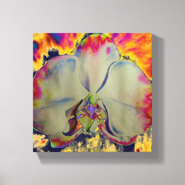 Lienzo Orquídea de fuego, pintura tropical abstracta de f (Anverso)
