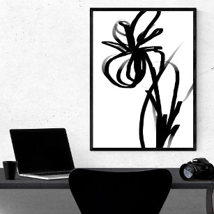 Lienzo Orquídea en blanco y negro abstracto