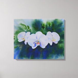 Lienzo Orquídeas de boho tropical de color blanco elegant