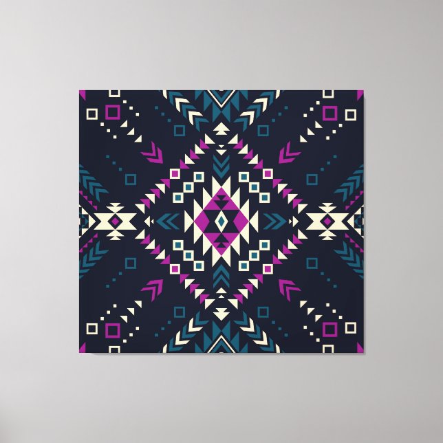 Lienzo Oscuro Navajo, geométrico vintage. (Anverso)