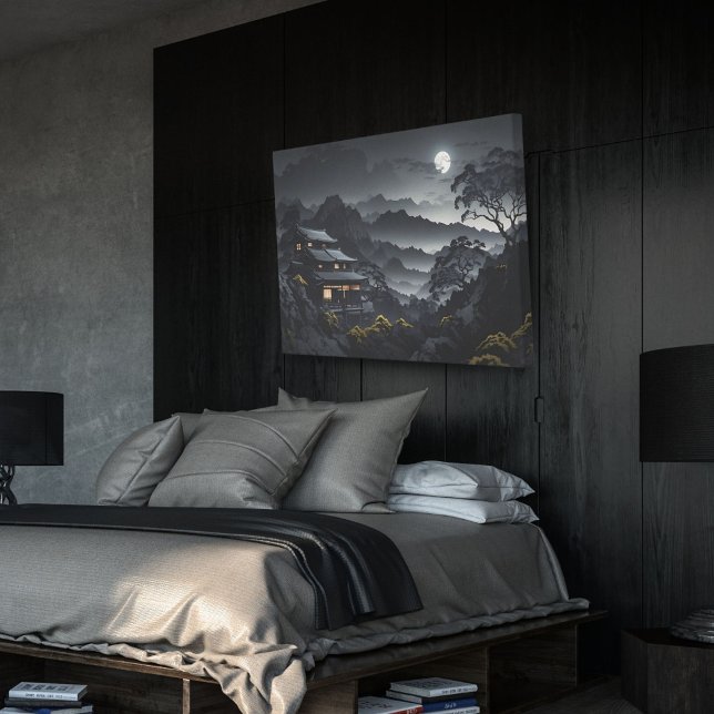 Lienzo Oscuro paisaje nocturno japonés Templo de la luz d (Subido por el creador)