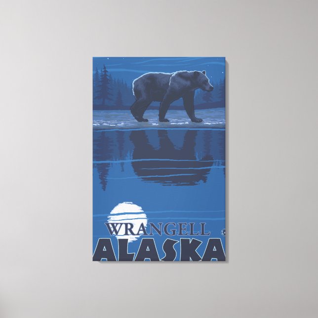 Lienzo Oso a la luz de la luna - Wrangell, Alaska (Anverso)