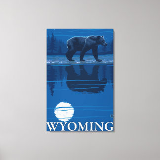 Lienzo Oso bajo luz de luna - Wyoming