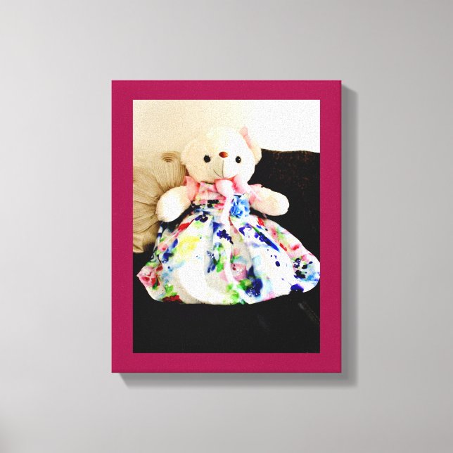 Lienzo Oso de peluche con vestido (Anverso)