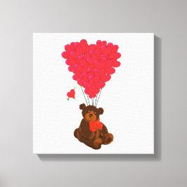 Lienzo Oso de peluche y globos cardíacos