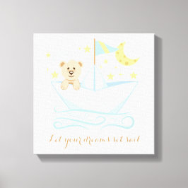 Lienzo Oso dulce en guardería de barca de papel