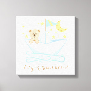 Lienzo Oso dulce en guardería de barca de papel