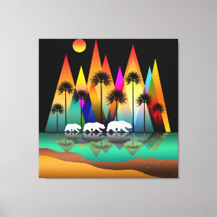 Lienzo Oso En Montañas Bosques Modernas