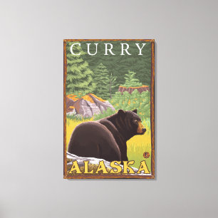 Lienzo Oso Negro en bosque - Curry, Alaska