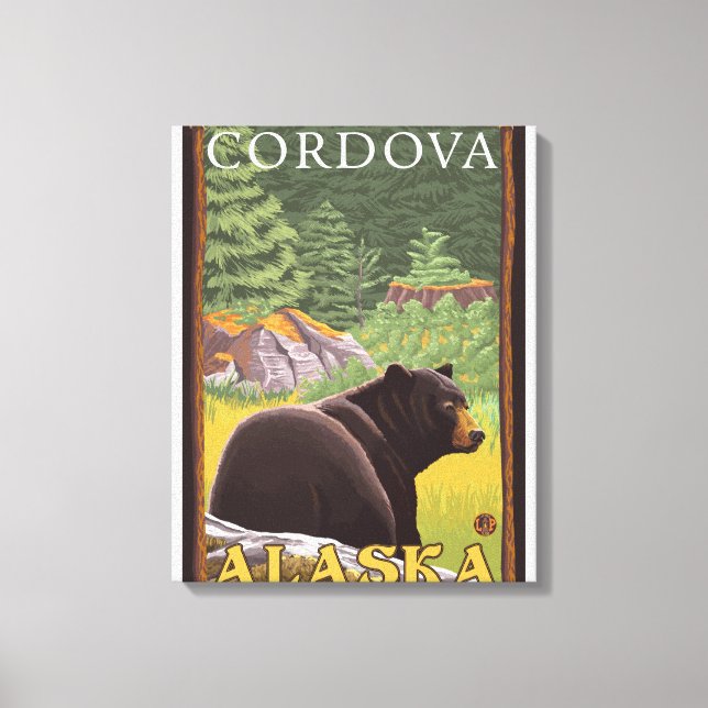 Lienzo Oso Negro en el bosque - Córdova, Alaska (Anverso)