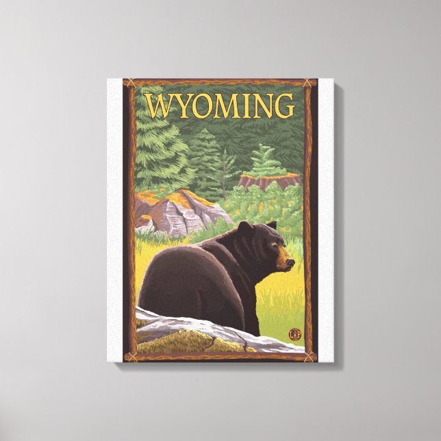 Lienzo Oso negro en ForestWyoming (Anverso)