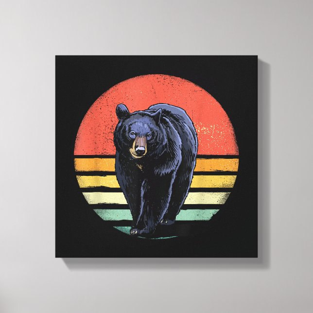 Lienzo Oso negro retro vintage (Anverso)
