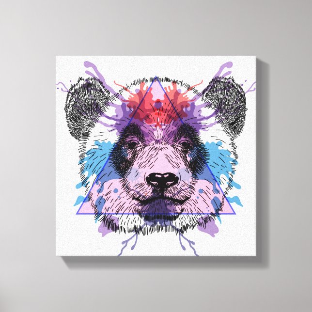 Lienzo Oso Panda Geométrico (Anverso)