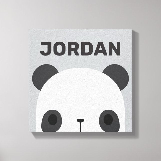 Lienzo Oso Panda Pequeño y Lindo con Nombre Personalizado (Anverso)