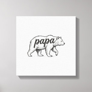 Lienzo Oso Papá Grabado Vintage Diseño Vectorial_1