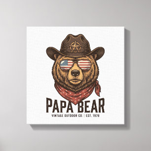 Lienzo Oso Papá Oso Vaquero Patriótico Vintage Diseño Vec