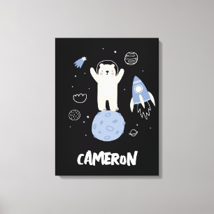Lienzo Oso Personalizado lindo en el espacio