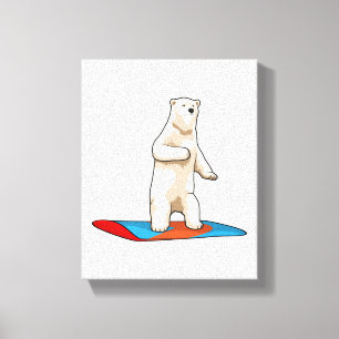 Lienzo Oso polar como snowboard con Snowboard