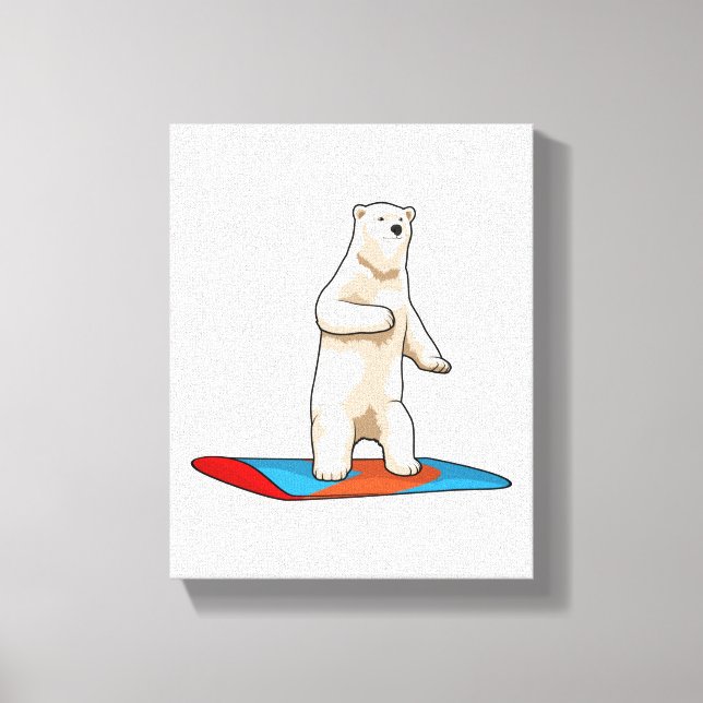 Lienzo Oso polar como snowboard con Snowboard (Anverso)