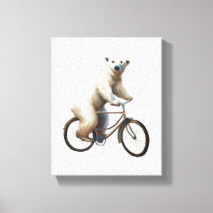 Lienzo Oso Polar En Bicicleta