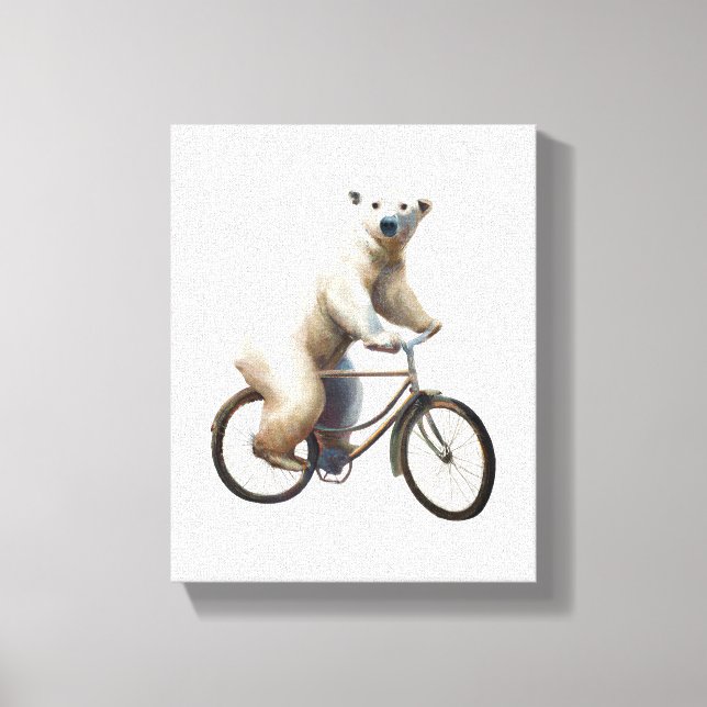 Lienzo Oso Polar En Bicicleta (Anverso)