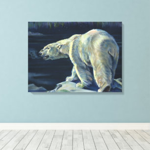 Lienzo Oso Polar Vintage, Animales de la Vida Marina Árti