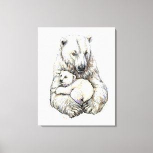 Lienzo Oso Polar Y Cachorro