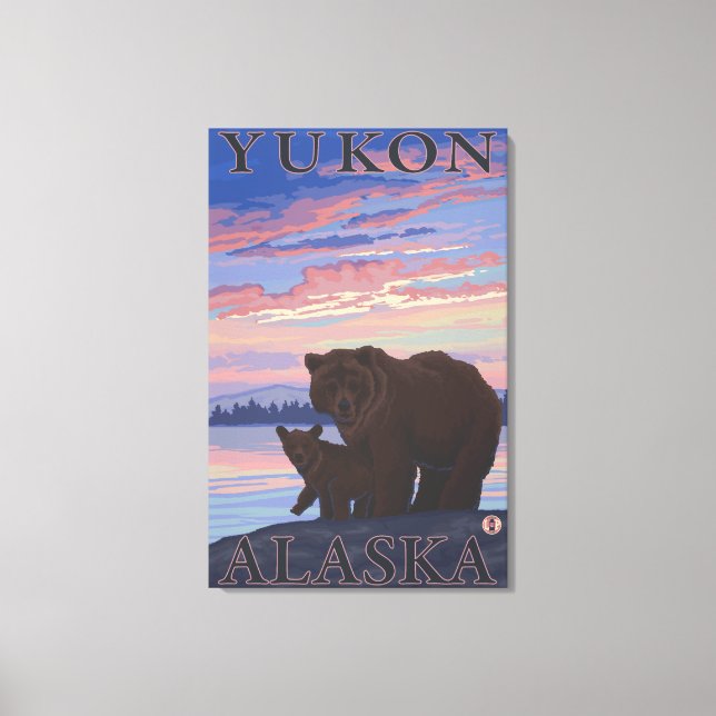 Lienzo Oso y cachorro - Yukón, Alaska (Anverso)