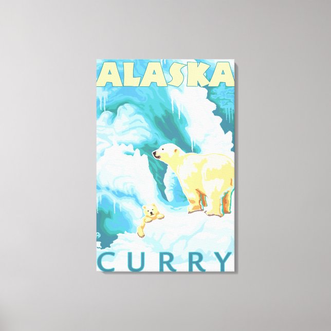 Lienzo Osos Polares y Cubo - Curry, Alaska (Anverso)